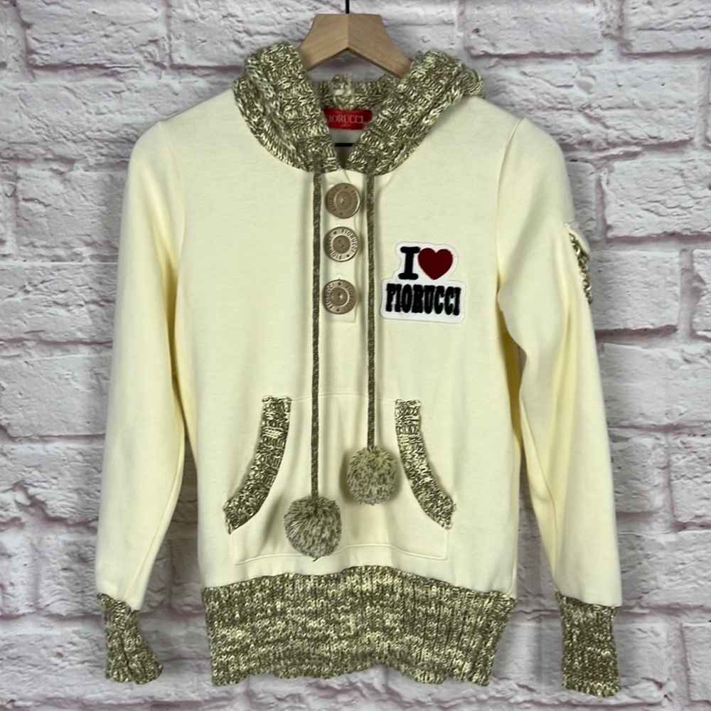 NWOT FIORUCCI Knit Hoodie Sweatshirt Sz Small